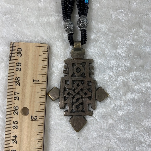 ! Vintage Handmade Statement Necklace, Beaded with Celtic Pendant - Picture 9 of 9